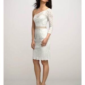 *SOLD* Watters Ivory Lace One-Shoulder Dress